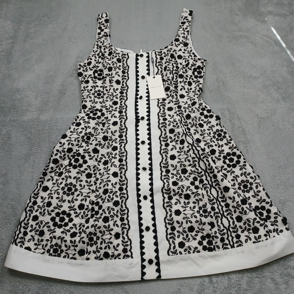 Adelyn Rae Dress Womens Small Black White Floral Preppy NWT